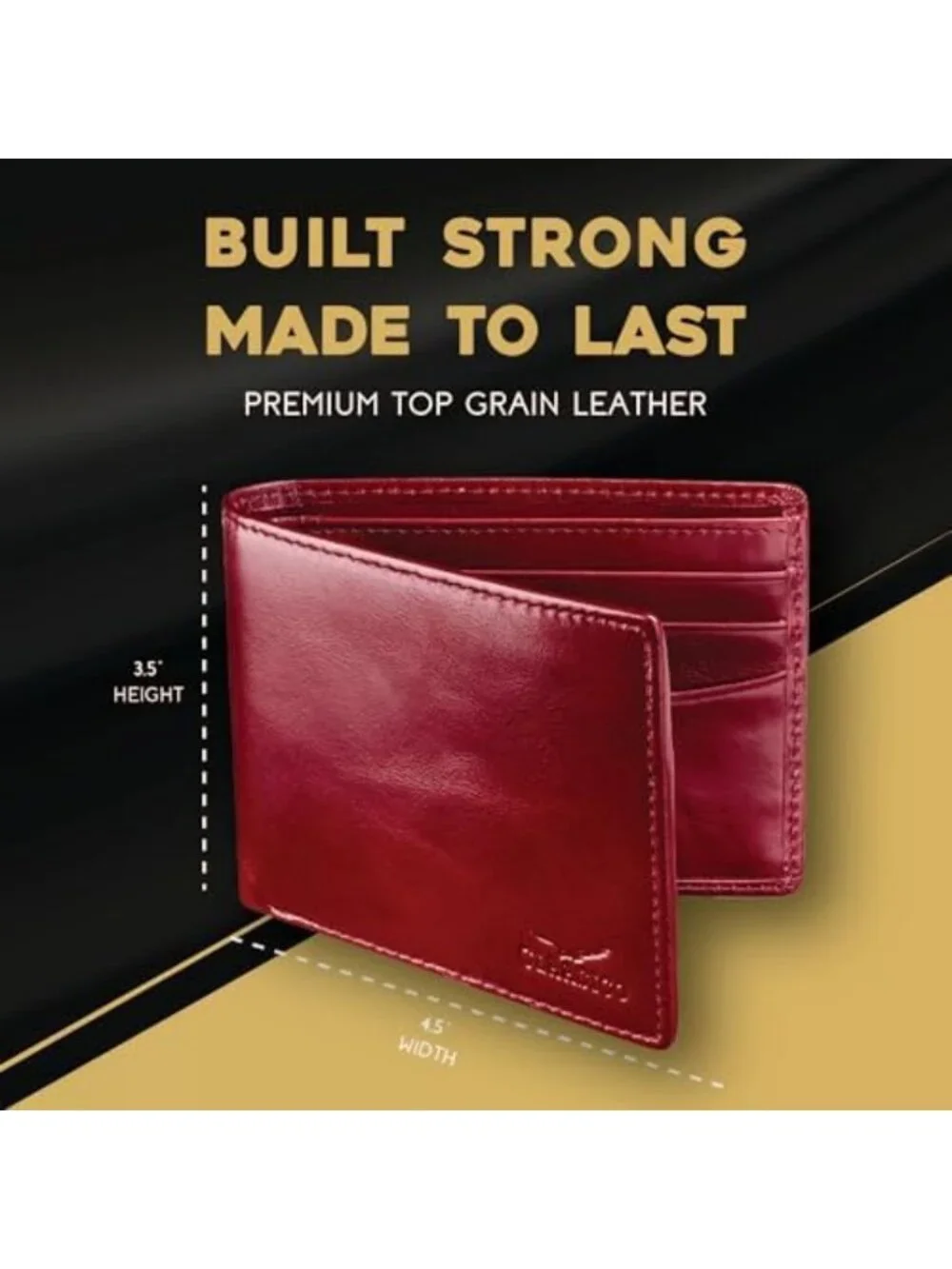 Men's RFID Blocking Leather Bifold Wallet with ID Window, Slim & Stylish Design